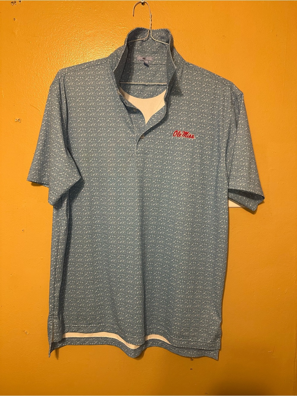 Ole Miss Light Blue Patterned Men's Polo